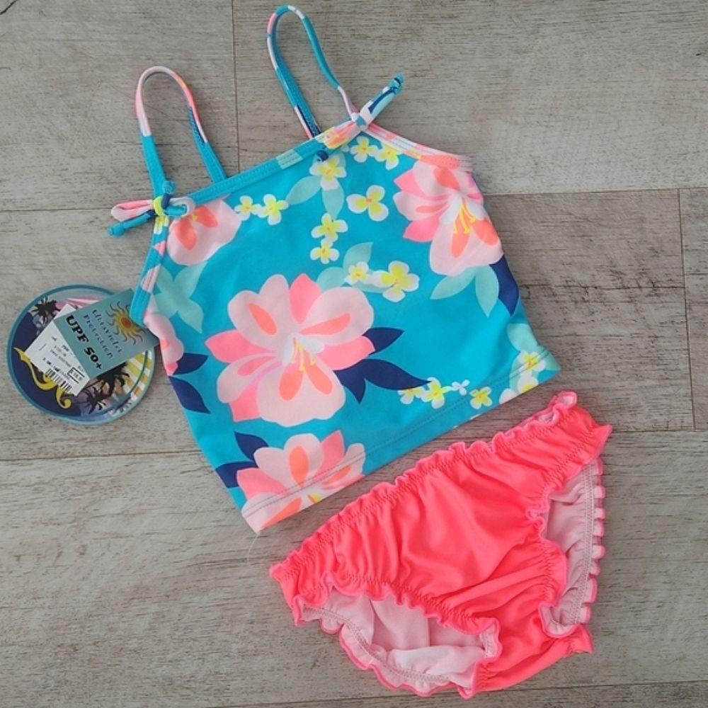 NWT Heat Girls Floral Bikini UPF 50+ Swimsuit